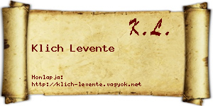 Klich Levente névjegykártya